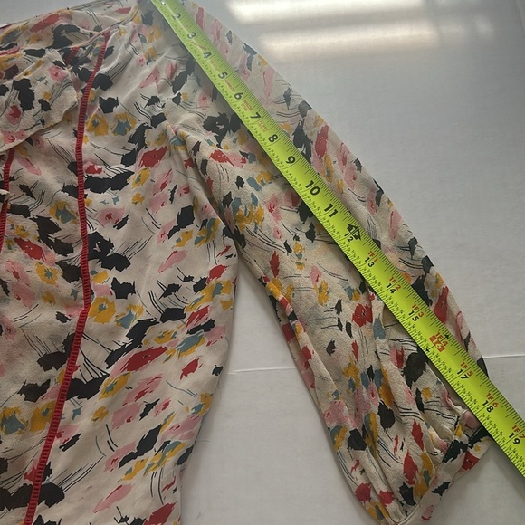 Diane Von Furstenburg Floral Print Silk Button Down 3/4 Sleeve Top Womens Size 6 - Picture 10 of 13